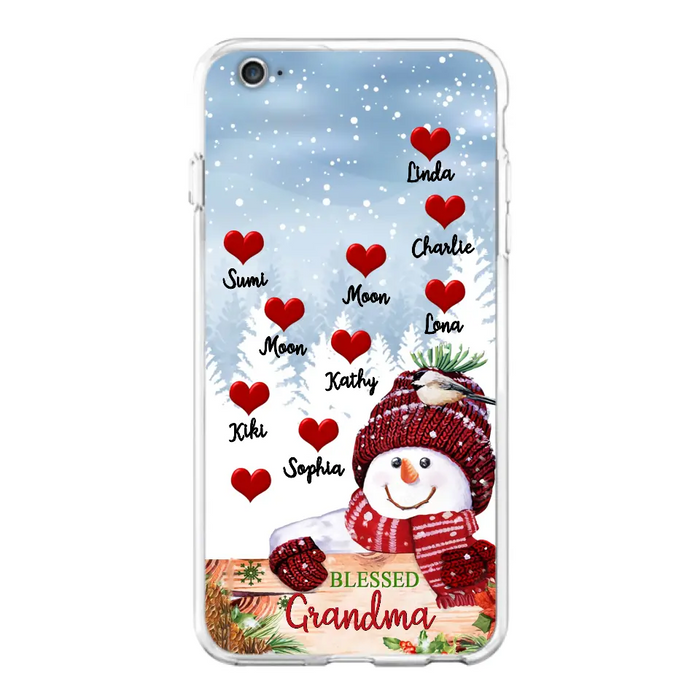 Personalized Snowman Grandma Phone Case - Christmas Gift Idea For Grandma - Up to 10 Kids - Case For iPhone/Samsung - Blessed Grandma