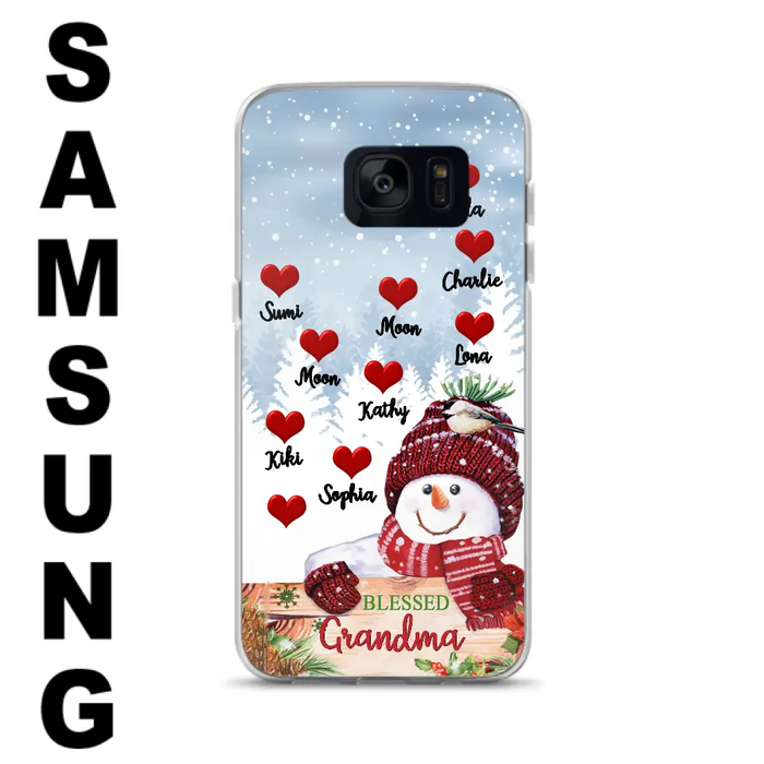 Personalized Snowman Grandma Phone Case - Christmas Gift Idea For Grandma - Up to 10 Kids - Case For iPhone/Samsung - Blessed Grandma