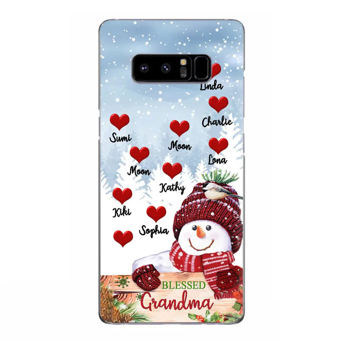 Personalized Snowman Grandma Phone Case - Christmas Gift Idea For Grandma - Up to 10 Kids - Case For iPhone/Samsung - Blessed Grandma