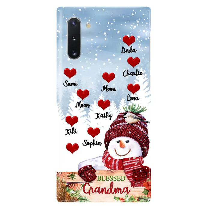 Personalized Snowman Grandma Phone Case - Christmas Gift Idea For Grandma - Up to 10 Kids - Case For iPhone/Samsung - Blessed Grandma