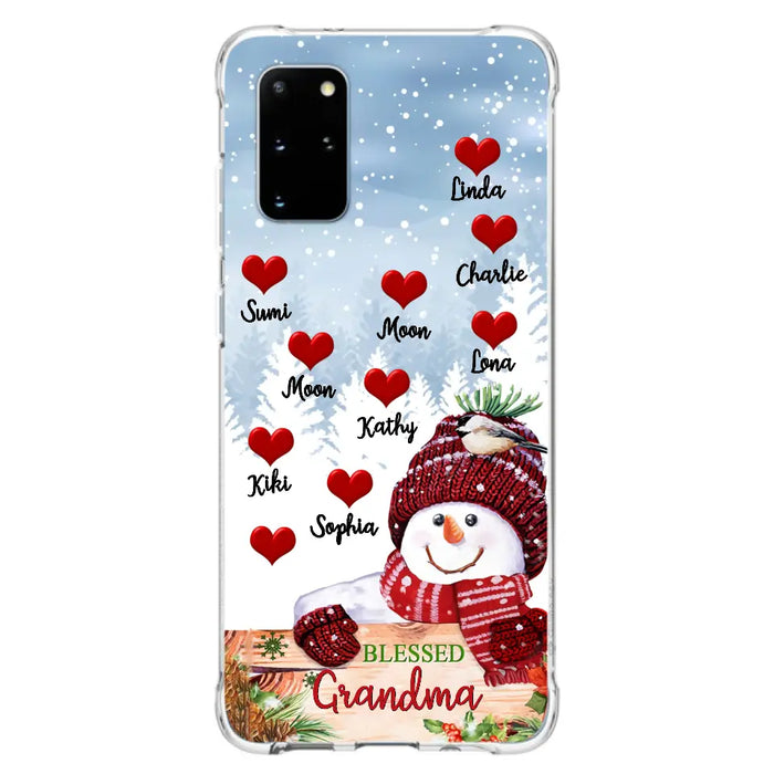 Personalized Snowman Grandma Phone Case - Christmas Gift Idea For Grandma - Up to 10 Kids - Case For iPhone/Samsung - Blessed Grandma