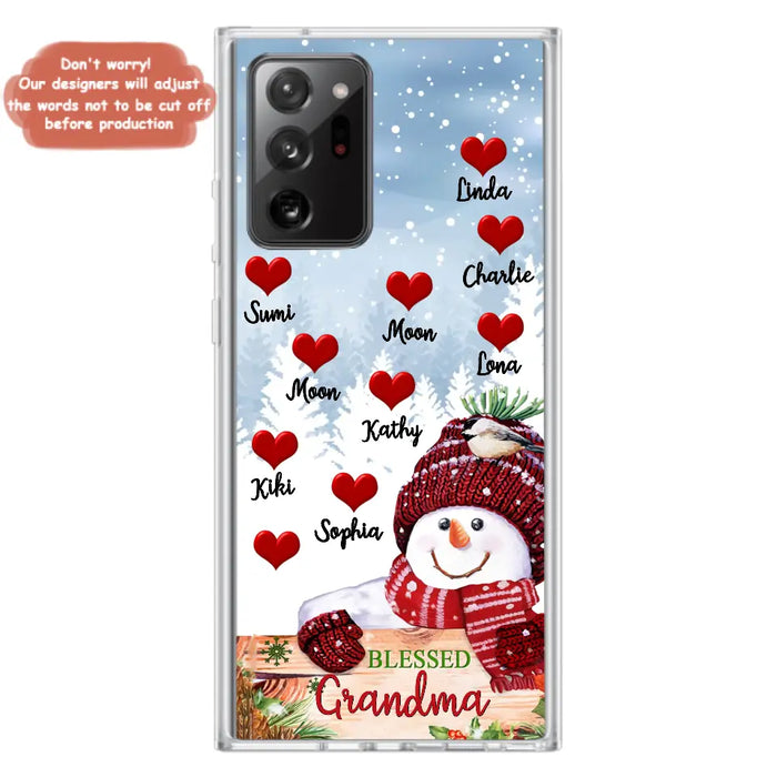 Personalized Snowman Grandma Phone Case - Christmas Gift Idea For Grandma - Up to 10 Kids - Case For iPhone/Samsung - Blessed Grandma