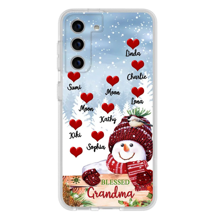 Personalized Snowman Grandma Phone Case - Christmas Gift Idea For Grandma - Up to 10 Kids - Case For iPhone/Samsung - Blessed Grandma