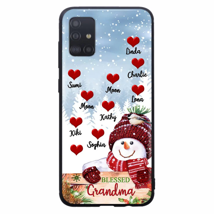 Personalized Snowman Grandma Phone Case - Christmas Gift Idea For Grandma - Up to 10 Kids - Case For iPhone/Samsung - Blessed Grandma