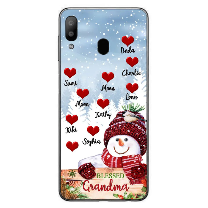 Personalized Snowman Grandma Phone Case - Christmas Gift Idea For Grandma - Up to 10 Kids - Case For iPhone/Samsung - Blessed Grandma