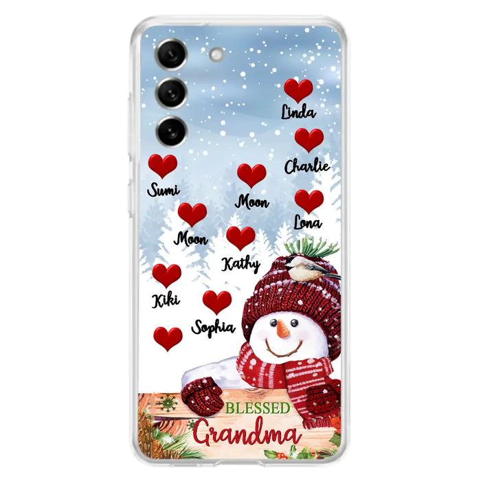 Personalized Snowman Grandma Phone Case - Christmas Gift Idea For Grandma - Up to 10 Kids - Case For iPhone/Samsung - Blessed Grandma