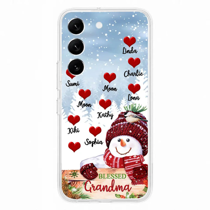 Personalized Snowman Grandma Phone Case - Christmas Gift Idea For Grandma - Up to 10 Kids - Case For iPhone/Samsung - Blessed Grandma