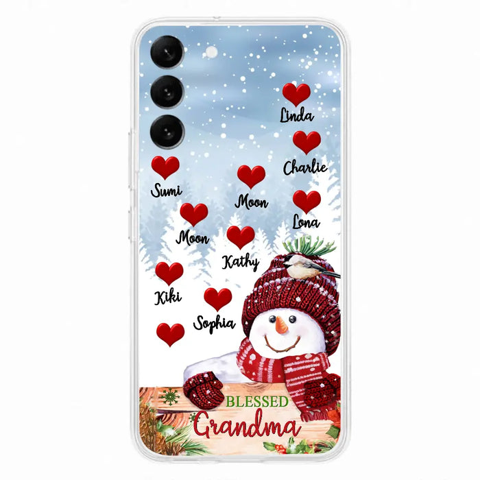 Personalized Snowman Grandma Phone Case - Christmas Gift Idea For Grandma - Up to 10 Kids - Case For iPhone/Samsung - Blessed Grandma