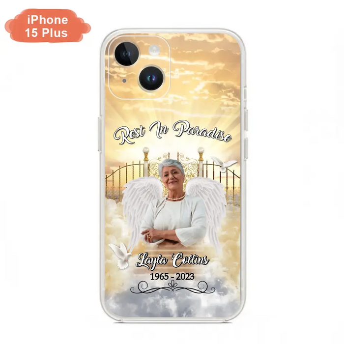 Custom Personalized Rest In Paradise Memorial Phone Case - Upload Photo - Memorial Gift Idea For Family - Case For iPhone And Samsung