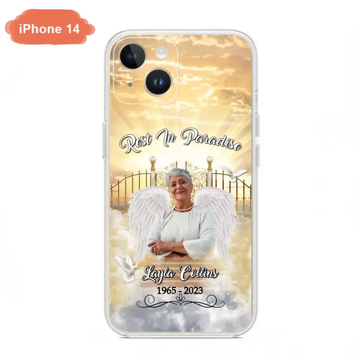 Custom Personalized Rest In Paradise Memorial Phone Case - Upload Photo - Memorial Gift Idea For Family - Case For iPhone And Samsung