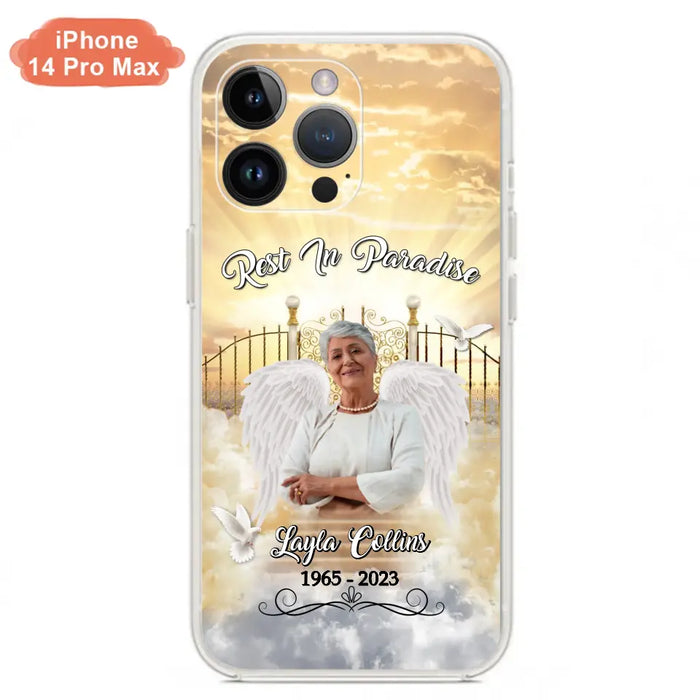 Custom Personalized Rest In Paradise Memorial Phone Case - Upload Photo - Memorial Gift Idea For Family - Case For iPhone And Samsung