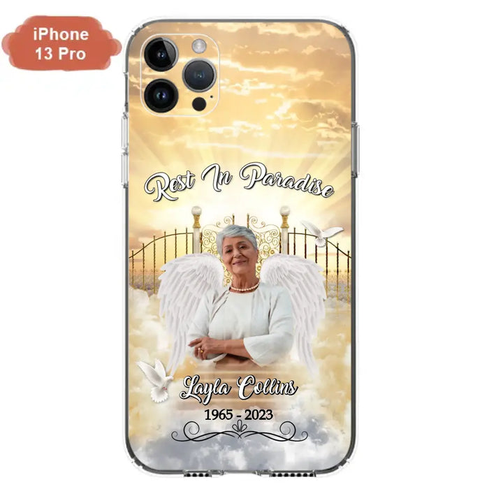 Custom Personalized Rest In Paradise Memorial Phone Case - Upload Photo - Memorial Gift Idea For Family - Case For iPhone And Samsung