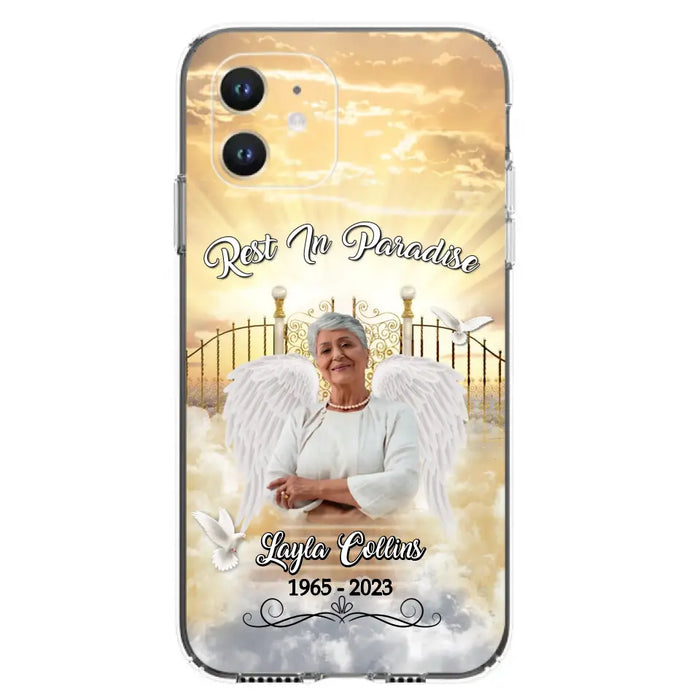 Custom Personalized Rest In Paradise Memorial Phone Case - Upload Photo - Memorial Gift Idea For Family - Case For iPhone And Samsung