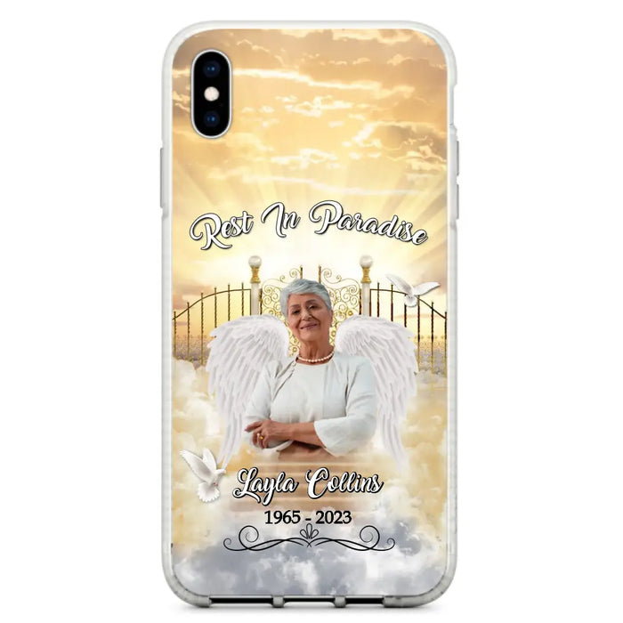 Custom Personalized Rest In Paradise Memorial Phone Case - Upload Photo - Memorial Gift Idea For Family - Case For iPhone And Samsung