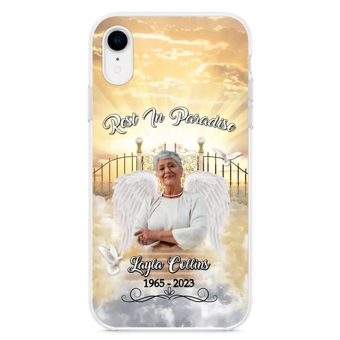 Custom Personalized Rest In Paradise Memorial Phone Case - Upload Photo - Memorial Gift Idea For Family - Case For iPhone And Samsung