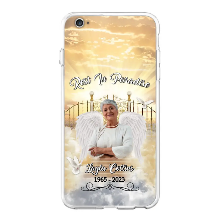 Custom Personalized Rest In Paradise Memorial Phone Case - Upload Photo - Memorial Gift Idea For Family - Case For iPhone And Samsung