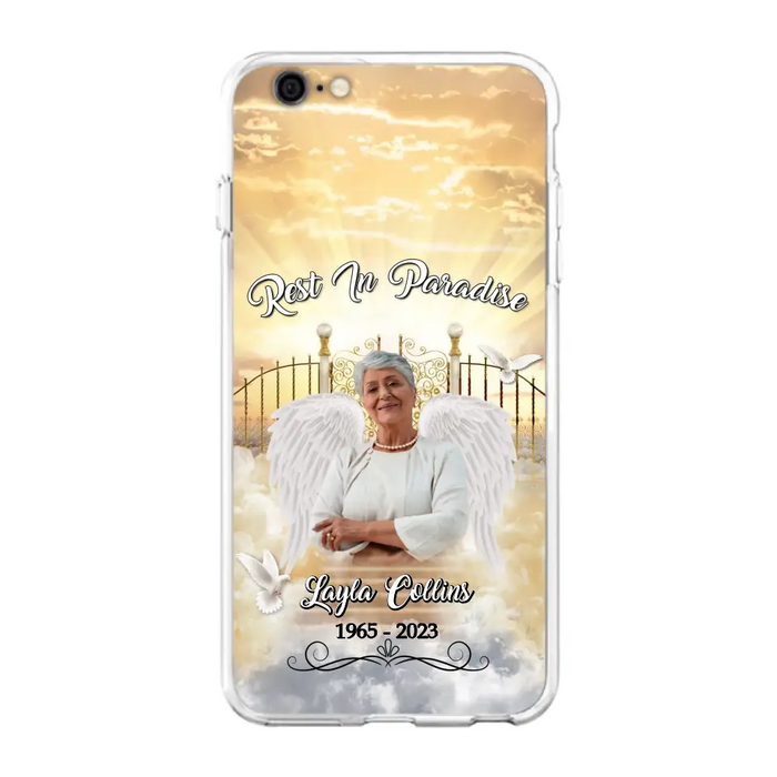 Custom Personalized Rest In Paradise Memorial Phone Case - Upload Photo - Memorial Gift Idea For Family - Case For iPhone And Samsung