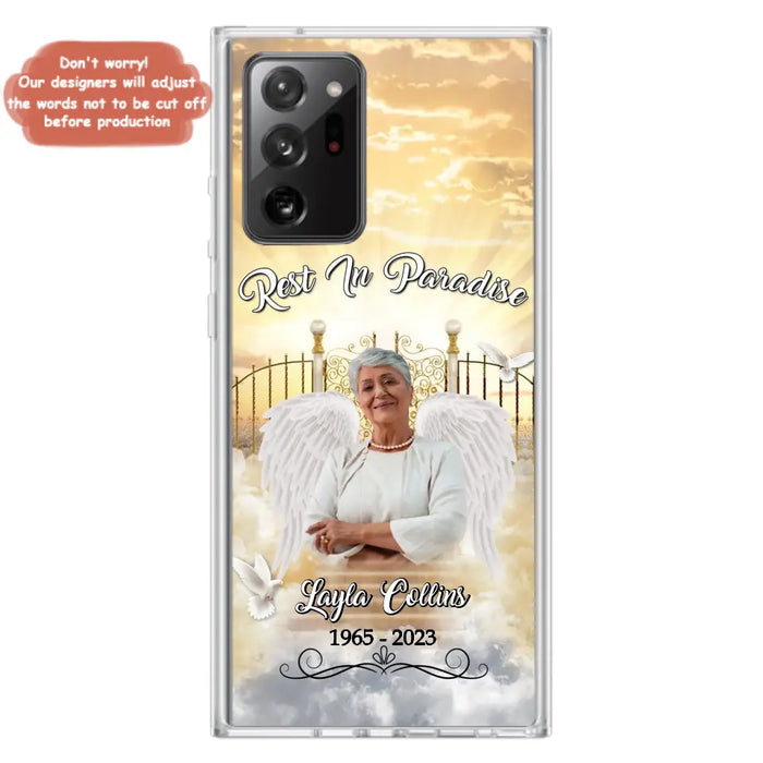 Custom Personalized Rest In Paradise Memorial Phone Case - Upload Photo - Memorial Gift Idea For Family - Case For iPhone And Samsung