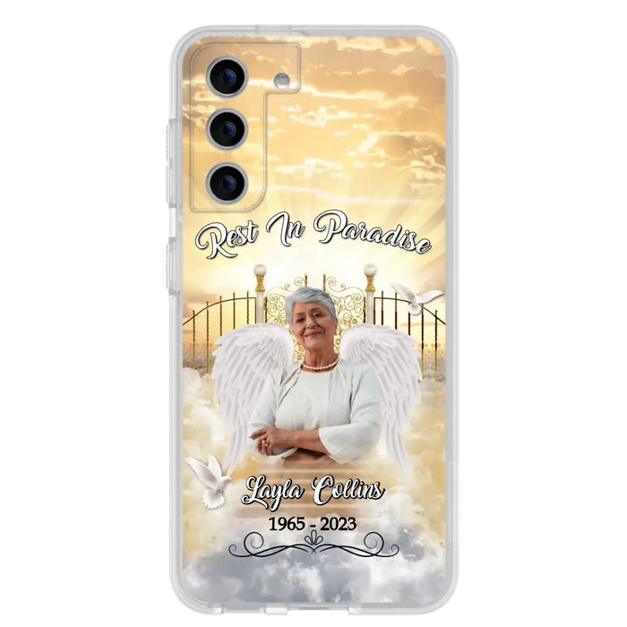 Custom Personalized Rest In Paradise Memorial Phone Case - Upload Photo - Memorial Gift Idea For Family - Case For iPhone And Samsung