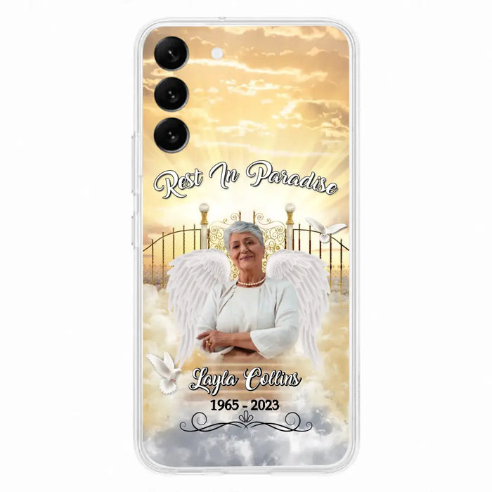 Custom Personalized Rest In Paradise Memorial Phone Case - Upload Photo - Memorial Gift Idea For Family - Case For iPhone And Samsung