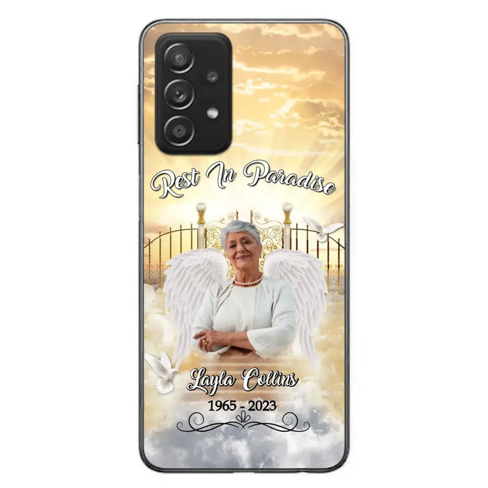 Custom Personalized Rest In Paradise Memorial Phone Case - Upload Photo - Memorial Gift Idea For Family - Case For iPhone And Samsung