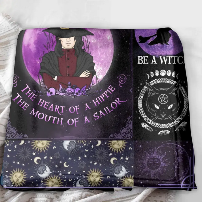 Custom Personalized Witch Male Quilt/Single Layer Fleece Blanket - Halloween Gift Idea For Witch Lovers - October The Soul of A Witch The Fire Of A Lioness