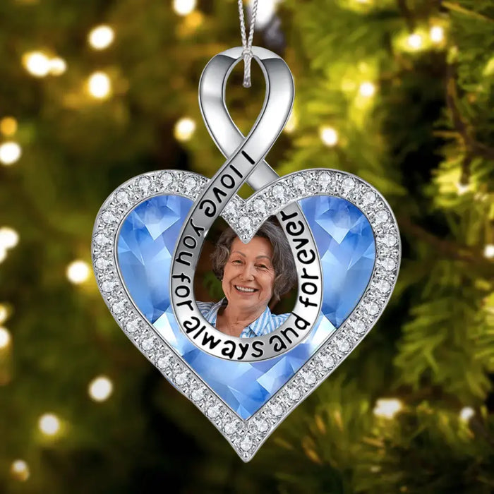 Custom Personalized Memorial Photo Infinity Heart Acrylic Ornament - Memorial Gift Idea for Christmas - I Love You For Always And Forever