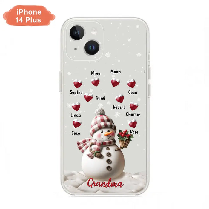 Custom Personalized Snowman Grandma Phone Case - Christmas Gift Idea For Grandma - Up to 10 Kids - Case For iPhone/Samsung