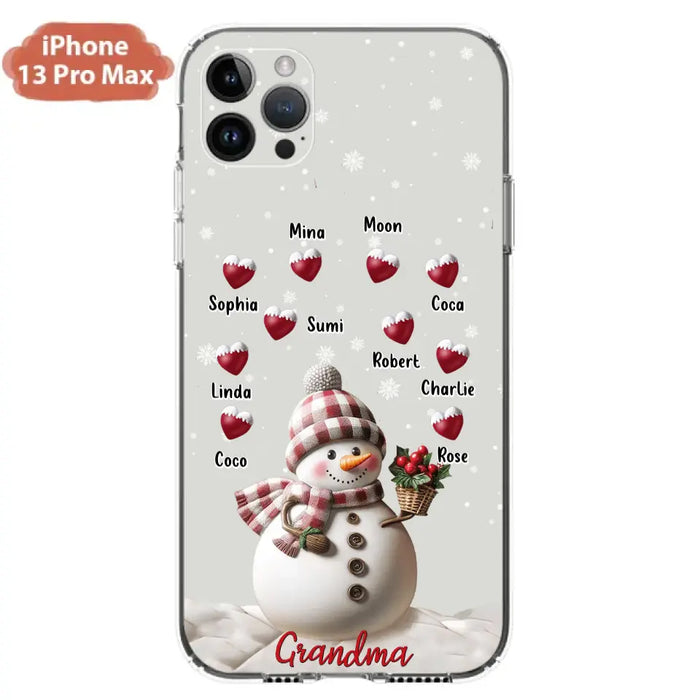 Custom Personalized Snowman Grandma Phone Case - Christmas Gift Idea For Grandma - Up to 10 Kids - Case For iPhone/Samsung