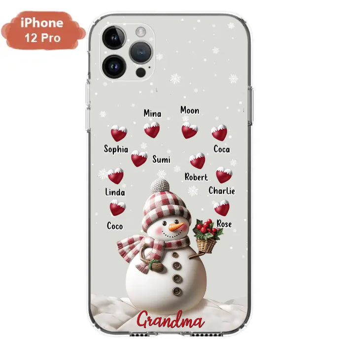 Custom Personalized Snowman Grandma Phone Case - Christmas Gift Idea For Grandma - Up to 10 Kids - Case For iPhone/Samsung