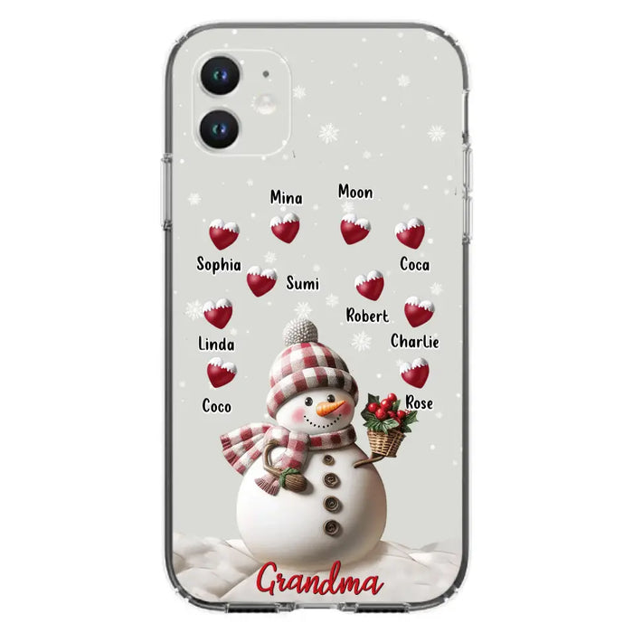 Custom Personalized Snowman Grandma Phone Case - Christmas Gift Idea For Grandma - Up to 10 Kids - Case For iPhone/Samsung