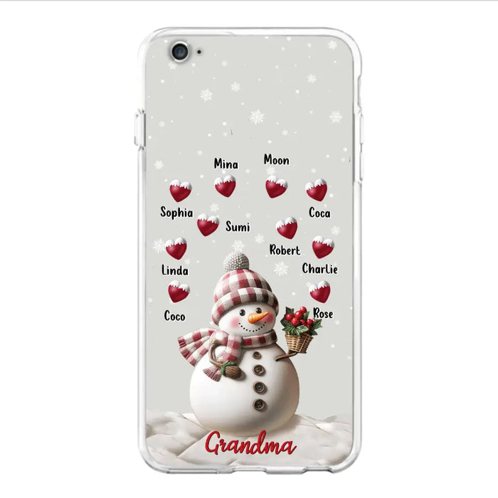 Custom Personalized Snowman Grandma Phone Case - Christmas Gift Idea For Grandma - Up to 10 Kids - Case For iPhone/Samsung