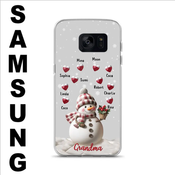 Custom Personalized Snowman Grandma Phone Case - Christmas Gift Idea For Grandma - Up to 10 Kids - Case For iPhone/Samsung