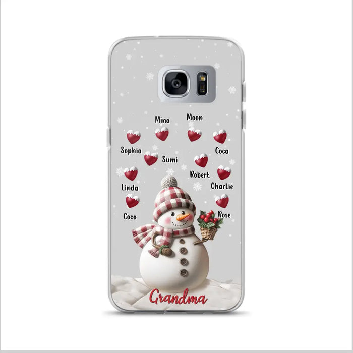 Custom Personalized Snowman Grandma Phone Case - Christmas Gift Idea For Grandma - Up to 10 Kids - Case For iPhone/Samsung