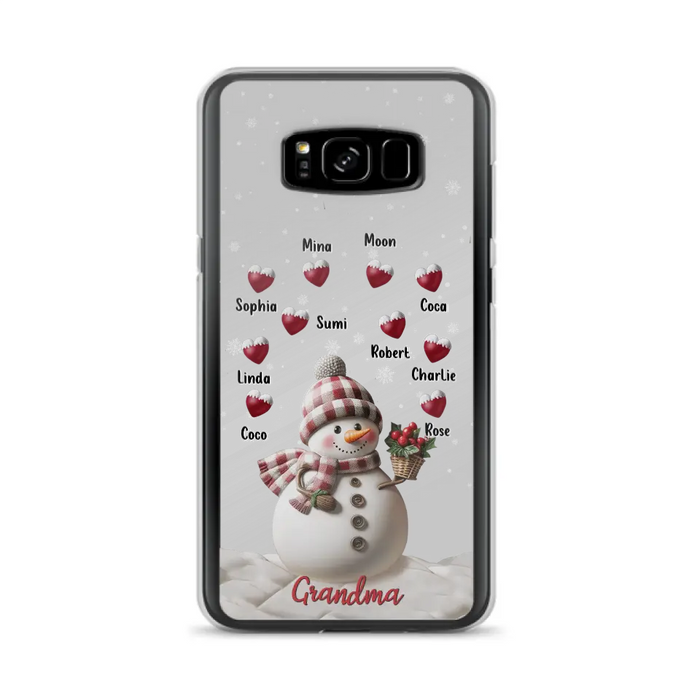 Custom Personalized Snowman Grandma Phone Case - Christmas Gift Idea For Grandma - Up to 10 Kids - Case For iPhone/Samsung