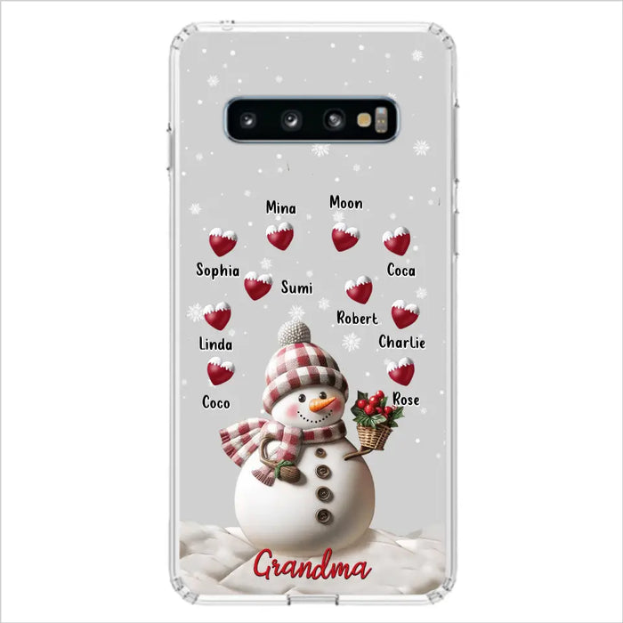 Custom Personalized Snowman Grandma Phone Case - Christmas Gift Idea For Grandma - Up to 10 Kids - Case For iPhone/Samsung