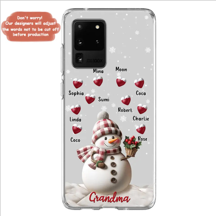 Custom Personalized Snowman Grandma Phone Case - Christmas Gift Idea For Grandma - Up to 10 Kids - Case For iPhone/Samsung