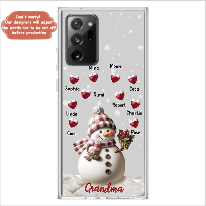 Custom Personalized Snowman Grandma Phone Case - Christmas Gift Idea For Grandma - Up to 10 Kids - Case For iPhone/Samsung