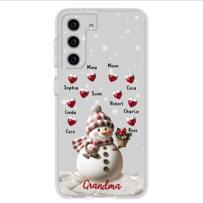 Custom Personalized Snowman Grandma Phone Case - Christmas Gift Idea For Grandma - Up to 10 Kids - Case For iPhone/Samsung