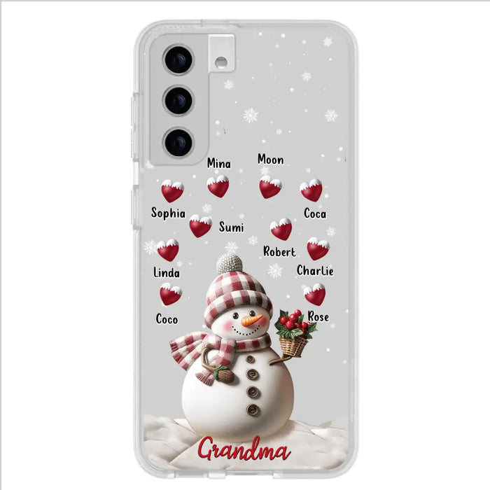 Custom Personalized Snowman Grandma Phone Case - Christmas Gift Idea For Grandma - Up to 10 Kids - Case For iPhone/Samsung