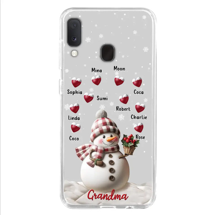 Custom Personalized Snowman Grandma Phone Case - Christmas Gift Idea For Grandma - Up to 10 Kids - Case For iPhone/Samsung