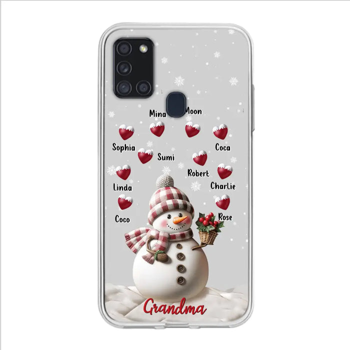 Custom Personalized Snowman Grandma Phone Case - Christmas Gift Idea For Grandma - Up to 10 Kids - Case For iPhone/Samsung