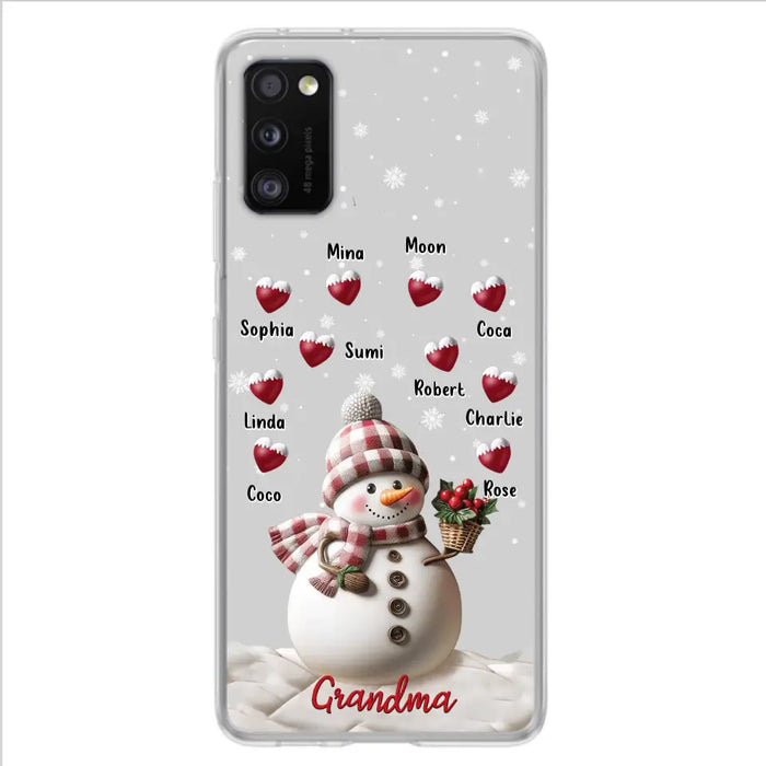 Custom Personalized Snowman Grandma Phone Case - Christmas Gift Idea For Grandma - Up to 10 Kids - Case For iPhone/Samsung