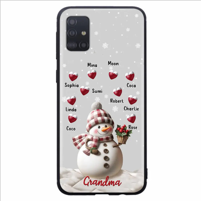 Custom Personalized Snowman Grandma Phone Case - Christmas Gift Idea For Grandma - Up to 10 Kids - Case For iPhone/Samsung