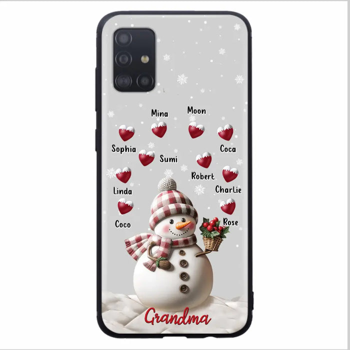 Custom Personalized Snowman Grandma Phone Case - Christmas Gift Idea For Grandma - Up to 10 Kids - Case For iPhone/Samsung