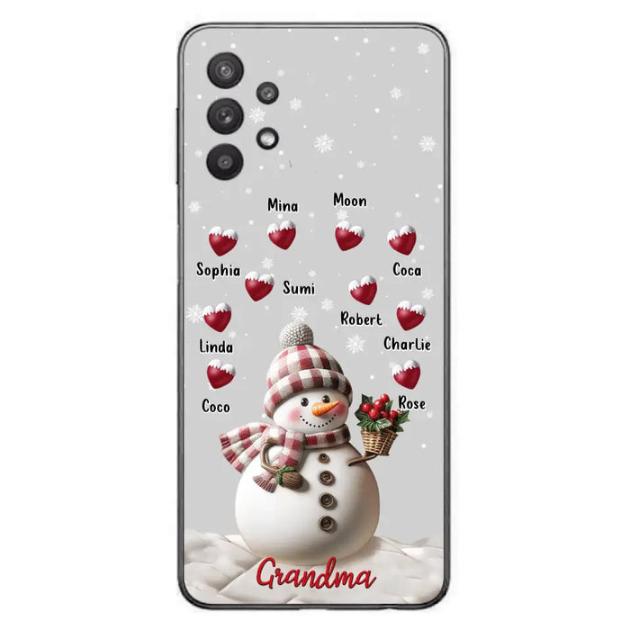 Custom Personalized Snowman Grandma Phone Case - Christmas Gift Idea For Grandma - Up to 10 Kids - Case For iPhone/Samsung