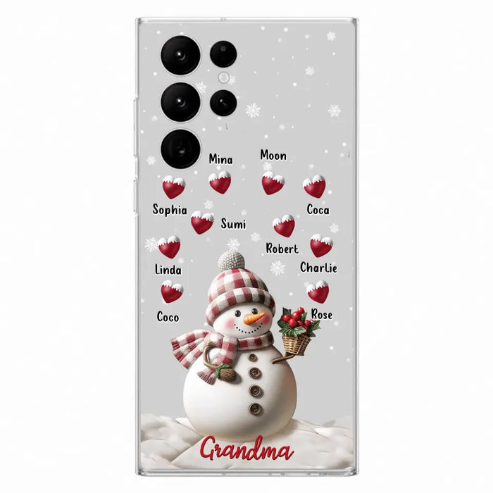 Custom Personalized Snowman Grandma Phone Case - Christmas Gift Idea For Grandma - Up to 10 Kids - Case For iPhone/Samsung