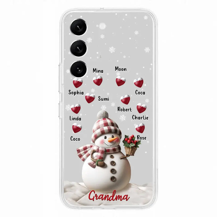 Custom Personalized Snowman Grandma Phone Case - Christmas Gift Idea For Grandma - Up to 10 Kids - Case For iPhone/Samsung