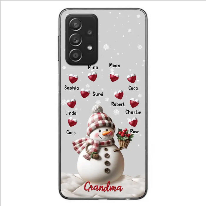 Custom Personalized Snowman Grandma Phone Case - Christmas Gift Idea For Grandma - Up to 10 Kids - Case For iPhone/Samsung