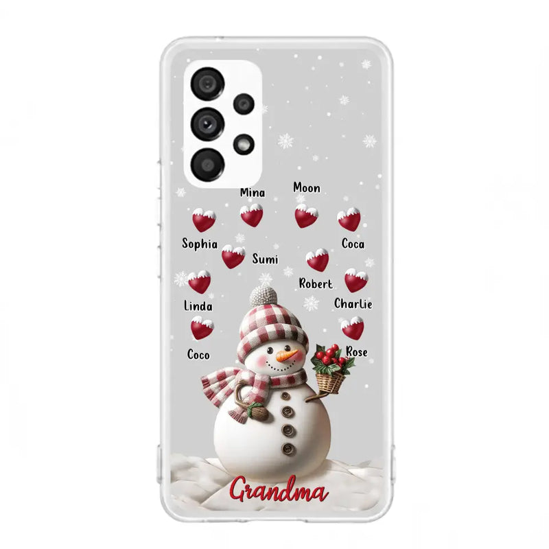 Custom Personalized Snowman Grandma Phone Case - Christmas Gift Idea For Grandma - Up to 10 Kids - Case For iPhone/Samsung